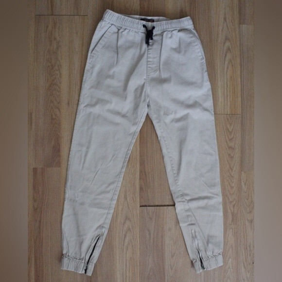 Quilted Giraffe Elastic Waist Khaki Jogger Pants - Picture 2 of 5